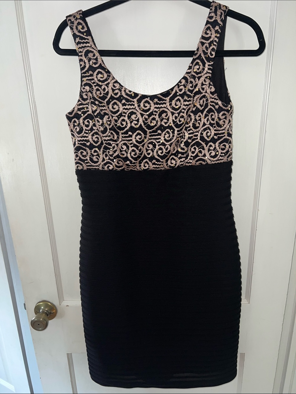 VTG Y2K Whimsygoth Metallic Scroll Sequin Bandage Dress • High End Cocktail Glam